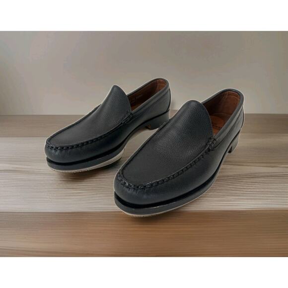 Allen Edmonds Sanibel Loafers Mens Size 11.5 B Black Shoes Pebbled Leather NOWT